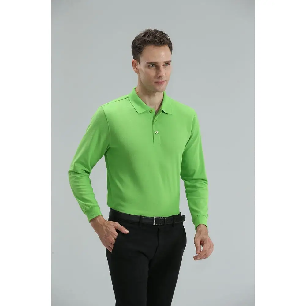 Мужские и женские рубашки поло с длинным рукавом, повседневные хлопковые рубашки с отворотом, индивидуальный логотип, фото принт, командная компания, Рабочая форма, мужские футболки - Цвет: fruit green