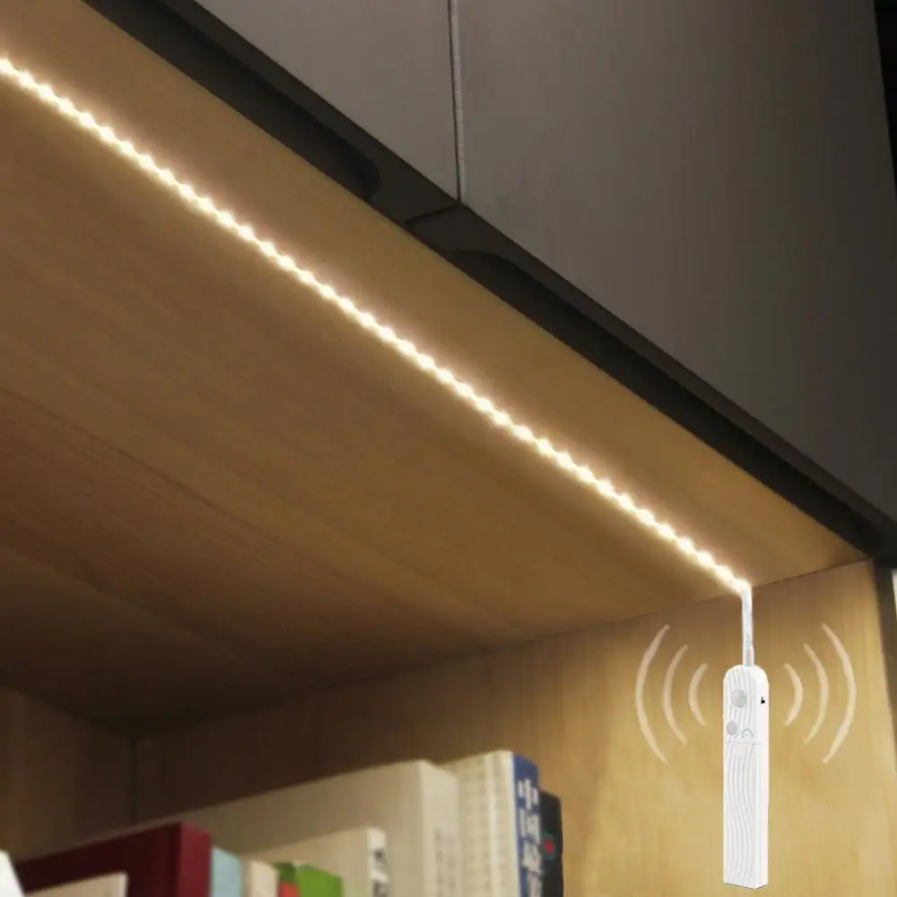 Sensor de movimiento PIR Tira de Luz LED Lámparas Con pilas escaleras del Gabinete Armario 3M 