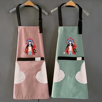 

Waterproof Kitchen Apron Cute Bib Apron with Pocket Sided Towels for Women Washing Dishes Gift For Girlfriend Logo Print