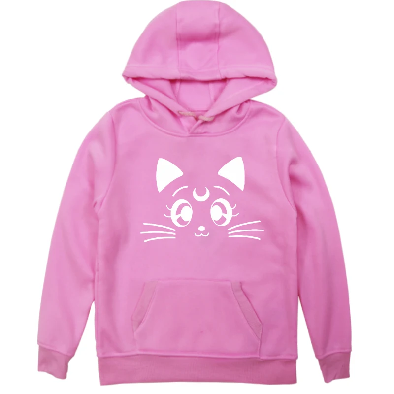 Детские толстовки с капюшоном для маленьких мальчиков; Kawaii/Детский свитер «Сейлор Мун»; толстовки для маленьких девочек; Повседневный пуловер; зимние топы с длинными рукавами