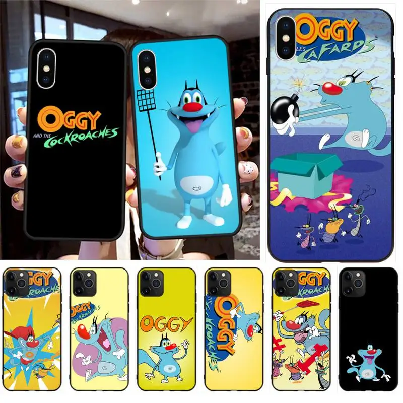 CUTEWANAN Cute cartoon OGGY Cover Black Soft Shell Phone Case for iPhone 11 pro XS MAX 8 7 6 6S Plus X 5S SE 2020 XR case | Мобильные