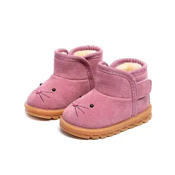 

Children Snow Boots For Baby Girl Boy New Winter Cartoon Boots Soft Leather Thickened Cotton Shoes For Baby Size 21-30