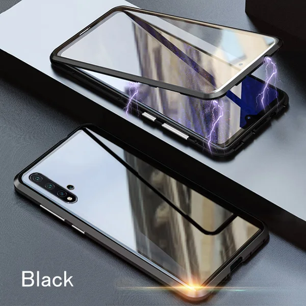 Магнитная Адсорбция металлический чехол для телефона для samsung Galaxy S10 S9 S8 Plus Note 10 8 9 плюс A7 A8 A9 A10 A30 A50 A60 A70 крышка - Цвет: Black