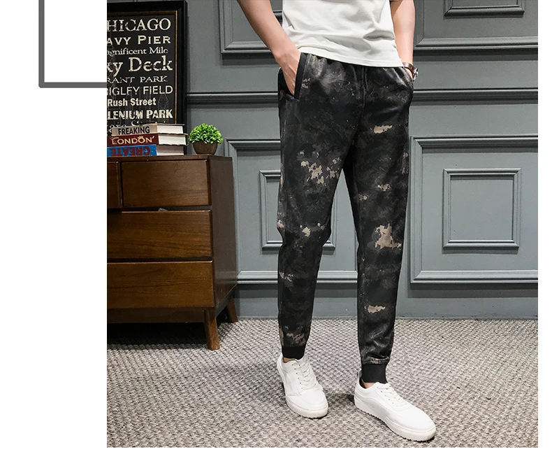 Бренд Slim Fit Камуфляжный принт повседневные брюки мужские, длиной до щиколотки соцовские мужские джоггеры брюки мужские модные дизайнерские мужские брюки