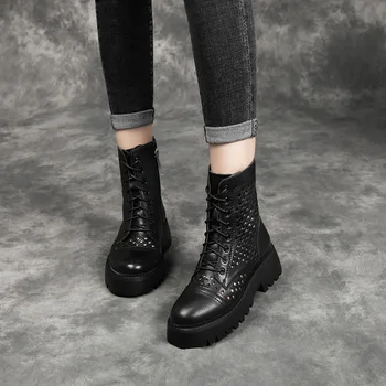 

for women's shoes, leather boots British motorcycle boots high canister boots soft leather sandals, help the woman