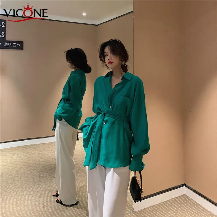 

VICONE Plus Size New Shirts Office Lady Spring Women Casual Long Sleeve Tops