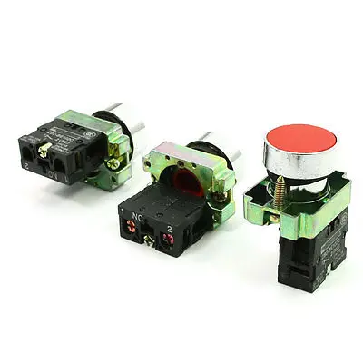 

3 Pcs 2 Terminal NO. Red Flat Head Momentary SPST Button Switch 10A 600V
