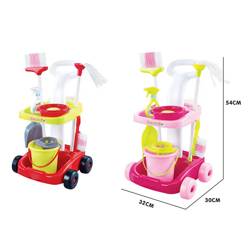 Детский набор игрушек для уборки девочек, розовый детский игровой набор для уборки, обучающая игрушка для сборки