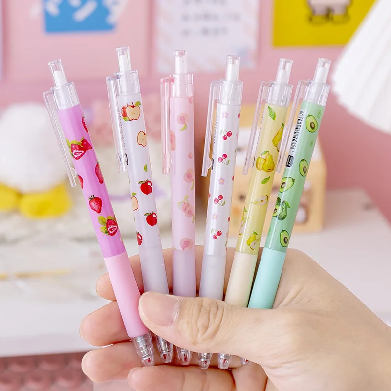 50pcs Press Pen High Value Ins Student 0.5 Bullet Cute Girl Heart Small Fresh Korean Gel Pen Wholesale Gel Pens 16pcs balloon mouse neutral pen cute little fresh korean style simple student 0 5mm black