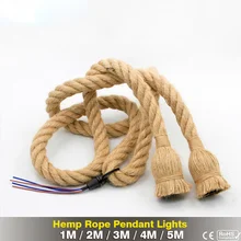 

AC 95V-240V Retro Hemp Rope Pendant Light Vintage E27 LED Bulb Industrial Pendant Lamp Decor Hanging Lamp Indoor LED Lamp