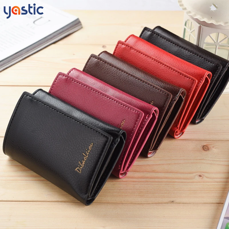 

2020 Clutch Women Female Purse Money Clip Small Fashion Brand Leather Purse Women Ladies Card Bag