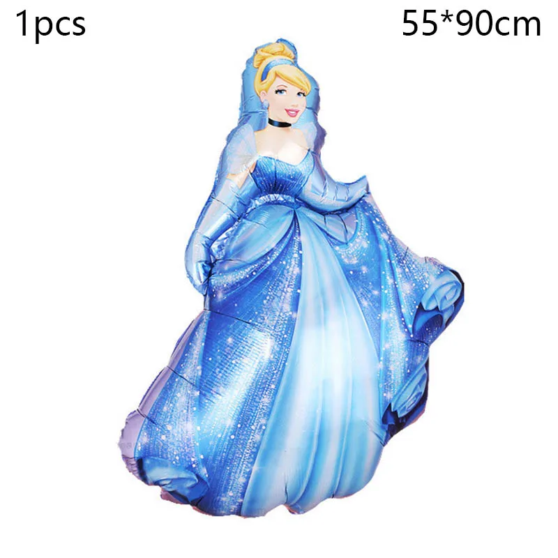 6 шт Belle Ариэль Аврора, Золушка принцесса торт фольга шары набор для День рождения 32 дюймов номер украшения воздушный шар с гелием - Цвет: Серебристый