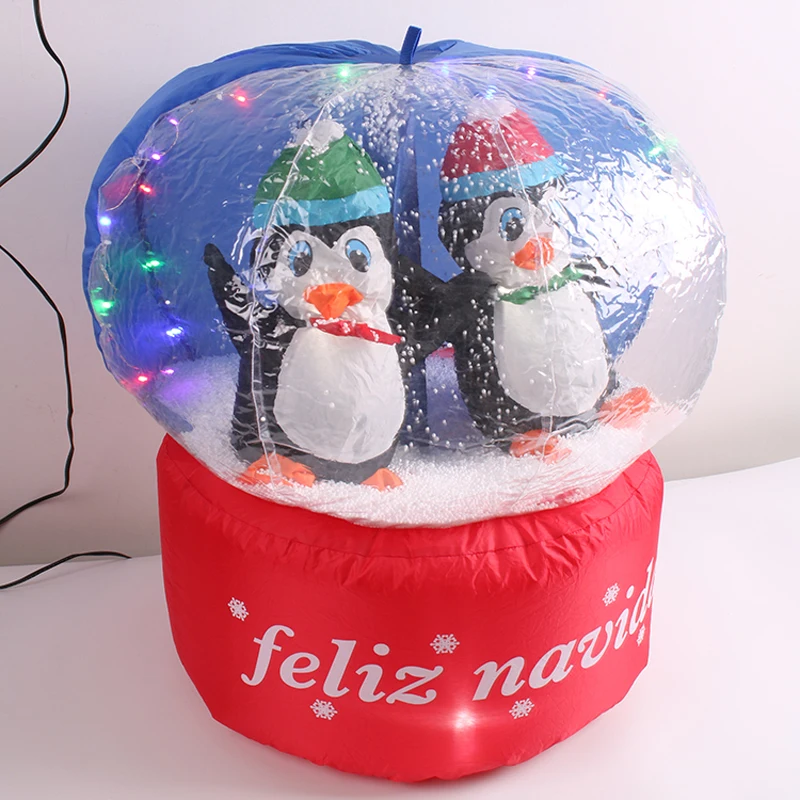 60cm/100cm Giant Santa Claus Christmas Tree Snow Globe Inflatable LED Toys Yard Outdoor Blow Up Decoration Christmas Party Prop 3
