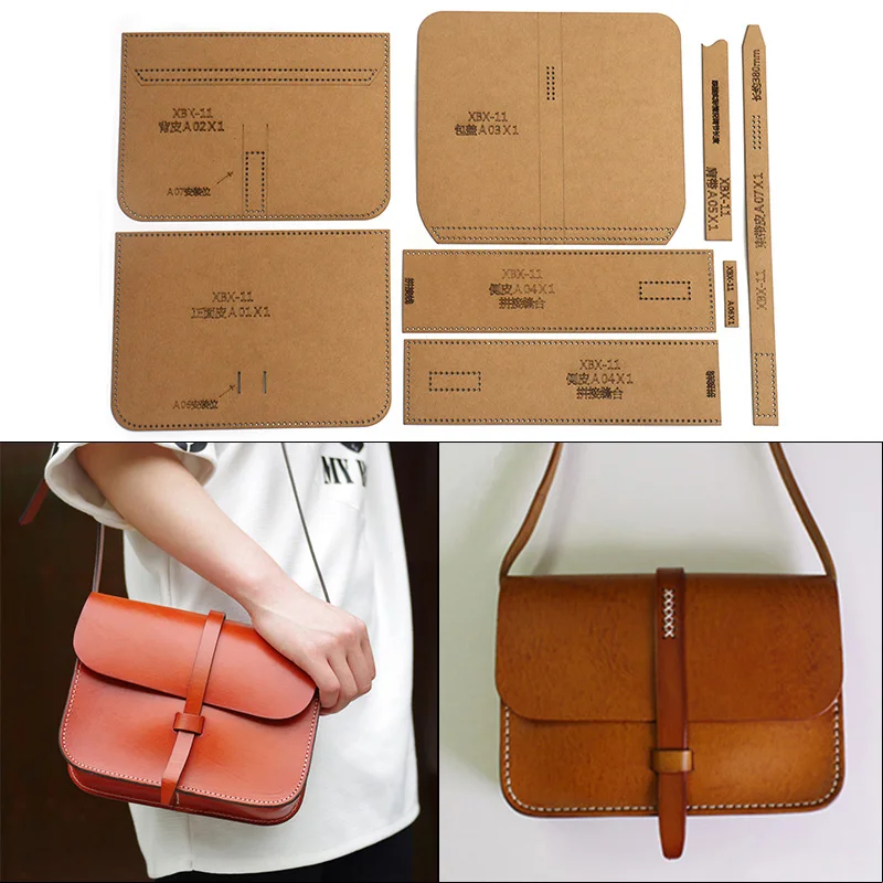 

DIY Handmade Casual Shoulder Bag Diagonal Package Kraft Paper Template Handmade Leather Craft Bag Template 21cm*16cm*5cm