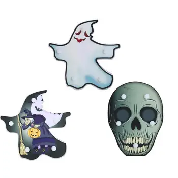 

6LED Ghost Witch Skull Marquee Sign Light Spoof Pumpkin Spider Bat Security Night Lamp Halloween Home Decoration