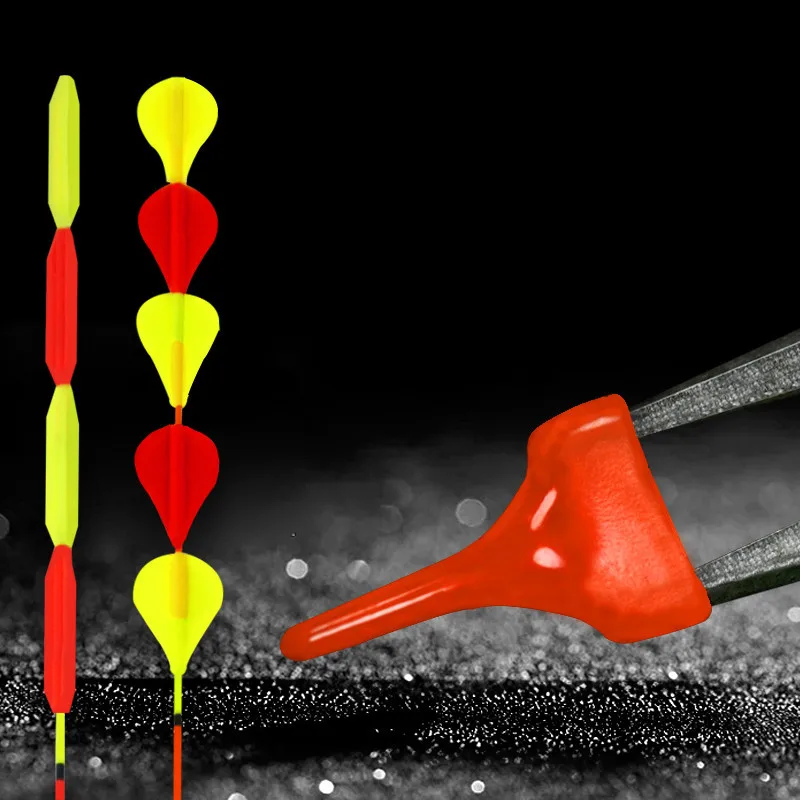 

15PCS/set Rubber fishing float bobber Floating eye stick fish drift flat tail triangle fluorescent magnification buoy Tackle