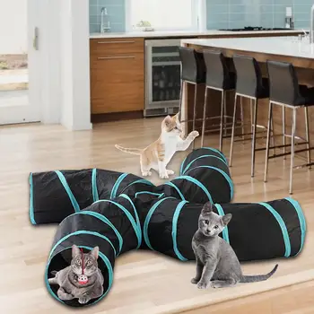 

Funny Cat Tunnel S-type Four-tunnel Puzzle Small Animal Toys Hamster Holes Foldable Cat Pet Tunnel House Cat Tent Playing Toy