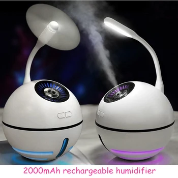 

Portable multifunctional air humidifier rechargeable built-in battery mini ultrasonic aromatherapy humidifier with LED fan