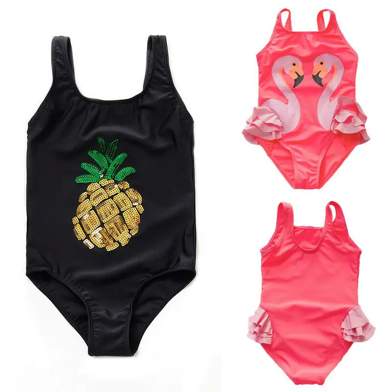 

2020 Children One Piece Suits Kids Baby Girl Swimwear Cartoon pineapple Print Swimsuit Bikini Bathing Suit Swimming Beachwear