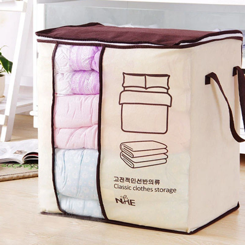

4Pcs Foldable Storage Bag Organizers, Waterproof Anti-Mold Moisture Proof Clothes Storage For Blanket Comforter Bedding, Close