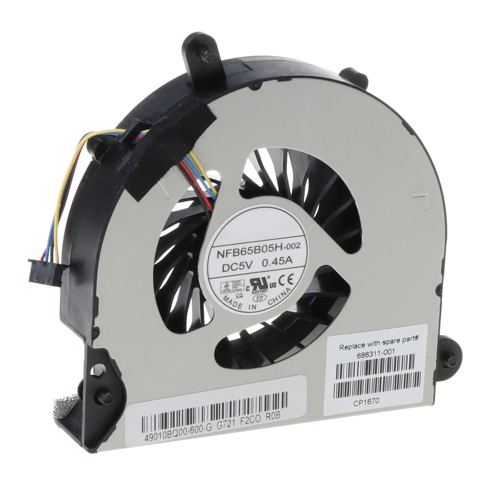 QUETTERLEE Replacement New CPU Cooling Fan for HP Elitebook 8560p 8570p for HP Probook 6570B 6560B 6565B Series 4-Pin 4-Wire P/N 686311-001 641183-001 MF60120V1-C470-S9A NFB65B05H-002 Fan 