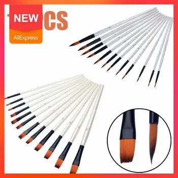 

1 Set Of 12 Brushes White Stick Pointed Head And White Head Pen Watercolor Flat Art Supplies Stick J4J8