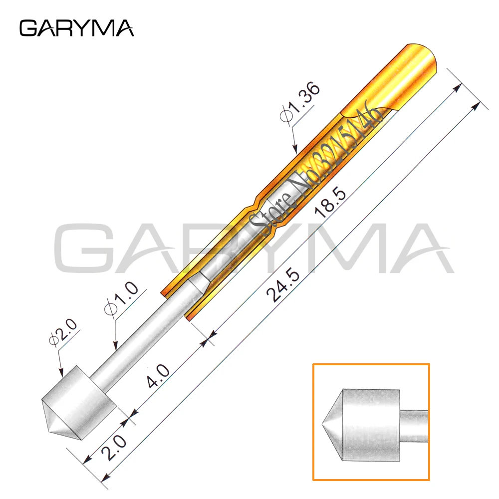100Pcs in a Pack Dia 2.0mm P160-E4 Spring Test Probes Pogo Pin Length 24.5mm Stroke Froce:140g Tool Wholesale | Инструменты