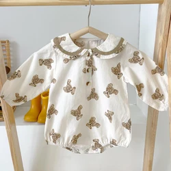 LZH – barboteuse imprimée à manches longues pour nouveau né, vêtements pour bébés filles et garçons, combinaison de 0 3 ans, nouvelle collection printemps 2022 