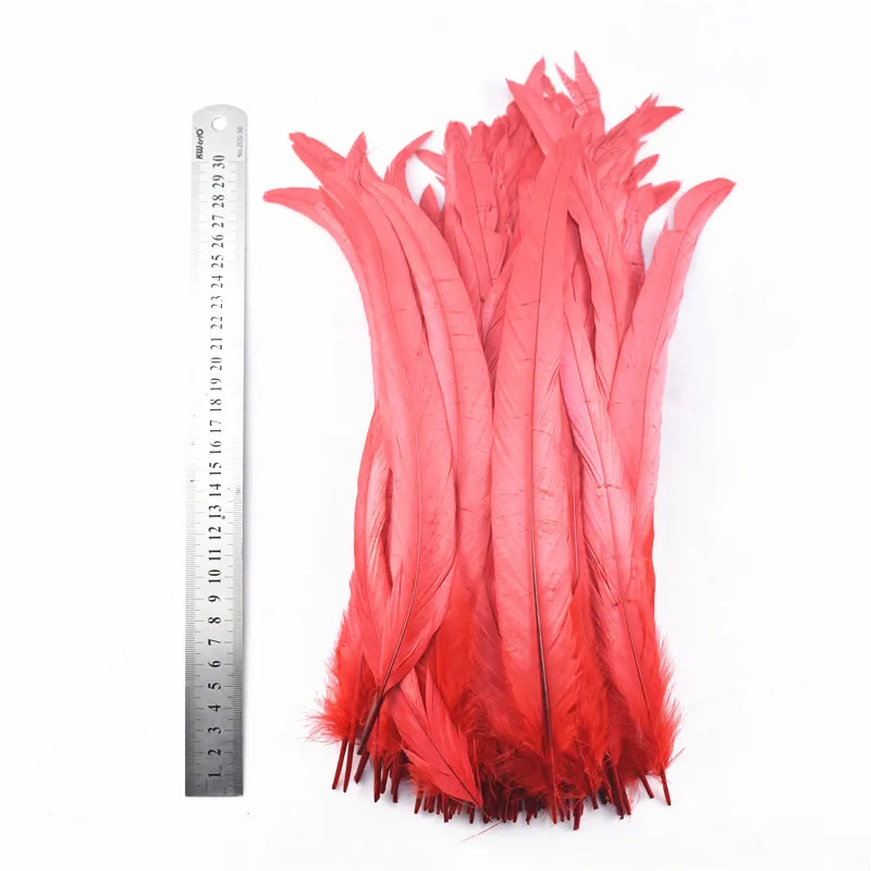 28-32CM 11-13inch 20 шт./лот, перья Красного петуха, гуся, фазана для рукоделия, курица, утка, павлин, отец, страусиные перья, свадебные украшения - Цвет: 28-32CM 11-13inch