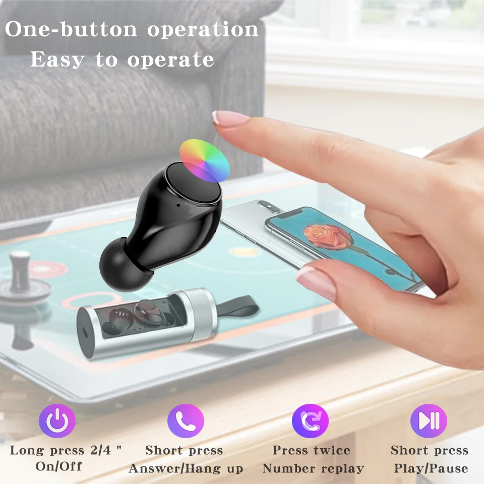UOIAE TWS беспроводные Bluetooth наушники, 3D стерео Спортивные Беспроводные наушники, игровая гарнитура с шумоподавлением бинауральная