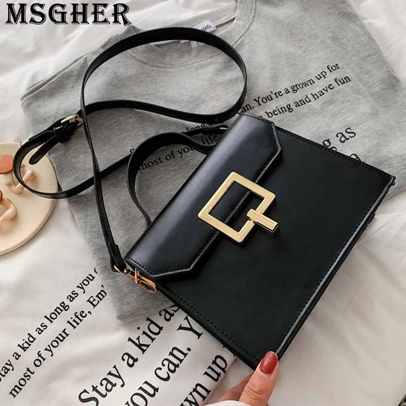 

MSGHER Solid Flap Women Bag Concise Temperament French Vintage High-school Style Texture Practical Shoulder Girl Bag WB2843