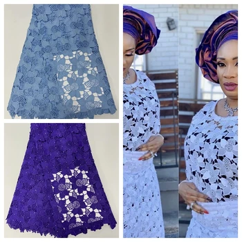 

High Quality African Lace Fabric Nigerian African Guipure Cord Lace Fabric Water Soluble For Party Material
