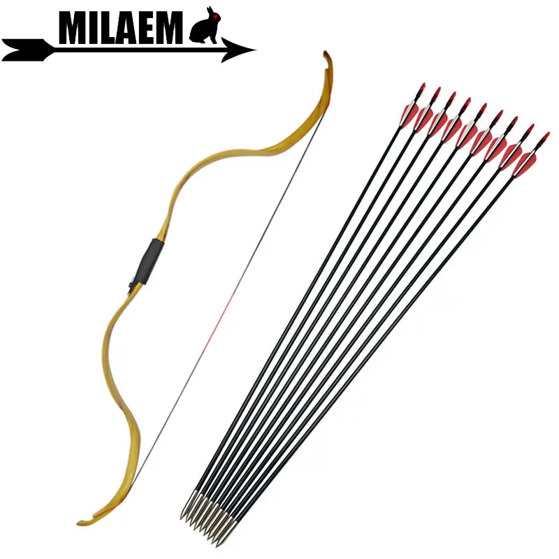 20-30lbs Archery Traditional Recurve Bow And Arrow Set Fiberglass Arrow Removable Bow Riser Longbow Hunting Shooting Accessories