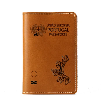 

New Portugal Passport Cover Functional Card Holders Real Leather Passport Wallet engrave Name Travel Cover Simple Card Organizer