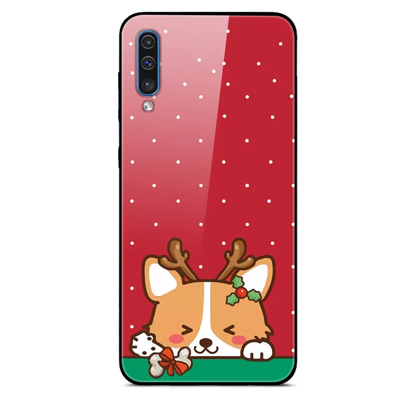 11 Рождественский чехол для samsung Galaxy A80 A70 A50 A30 A20 A20E A10 A10E закаленное Стекло Твердый переплет для samsung A30S A50S A70S бампер - Цвет: 11