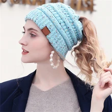 25 цветов конфетти Ponytai l Beani e для вязаный бюстгальтер шапка Skullies Beanies теплая шапка s Женская вязаная Стильная шапка с биркой