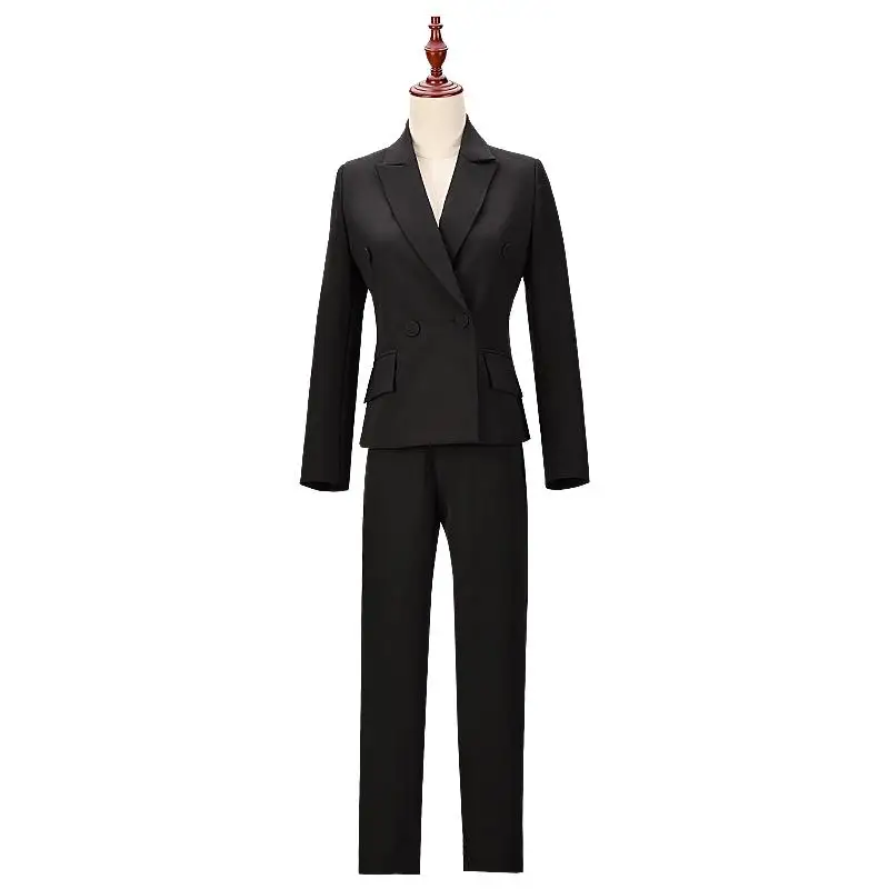 Professional Women's Suit Spring New Suit Casual Small Suit Suit Suit Women's 150cm Work Clothes - Цвет: Черный