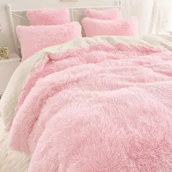

Double-Layer Sleeping Throw Blanket Shaggy Long Plush Faux Fur Blanket Bed Blanket Christmas Gift Bedding Super Soft Keep Warm