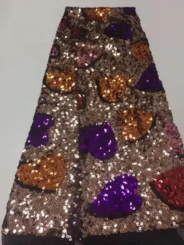 

Red Gold Milk Silk Lace African Nigerian Net Lace Fabric With Sequins High Quality French Mesh Lace Fabric For Wedding Sewing