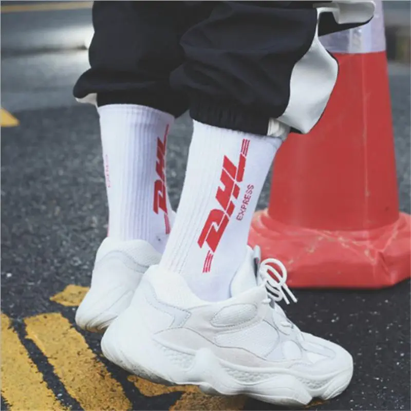 

2019 Autumn Winter 10pcs=5pairs trend Street sports socks men DHL letter print Socks casual cotton socks Unisex dropshipping