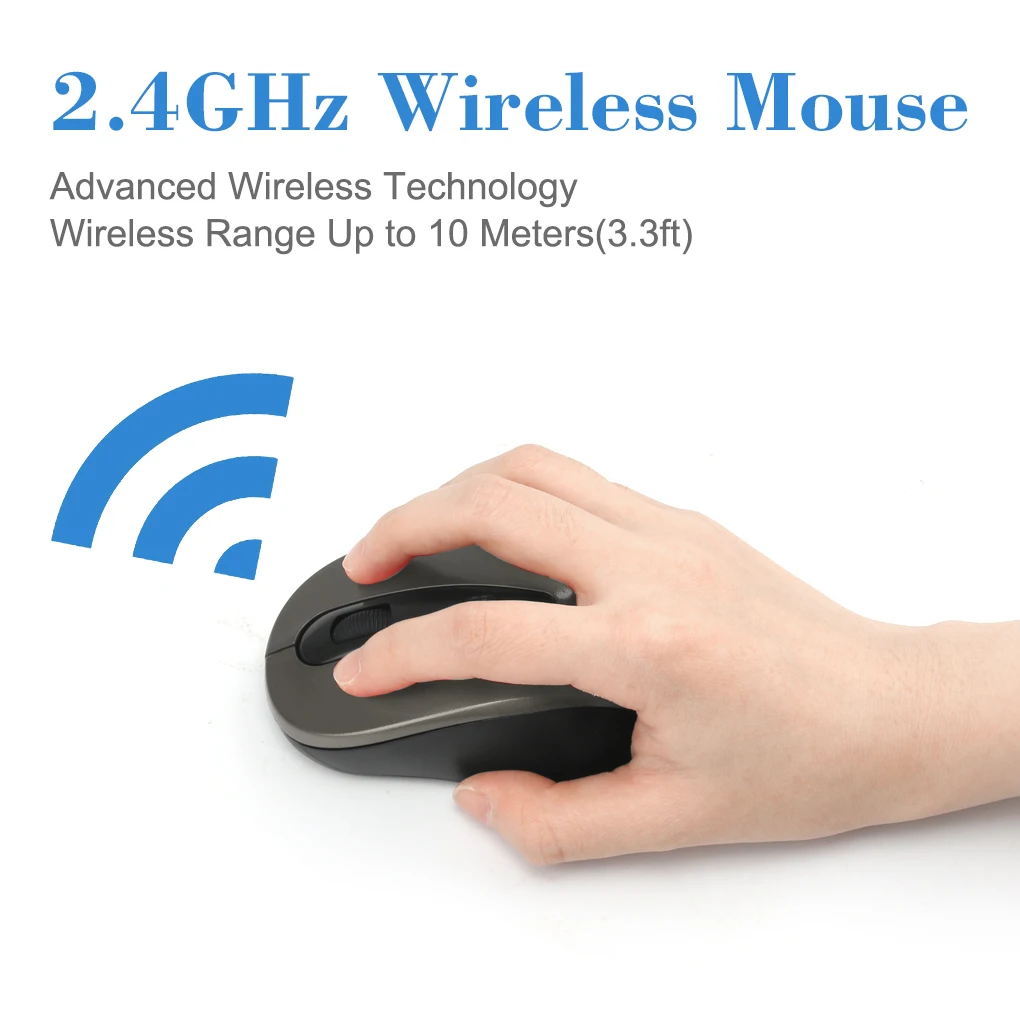 Universal 2.4GHz Wireless Mouse 1600DPI Optical Computer Cordless Office Mice with USB Receiver