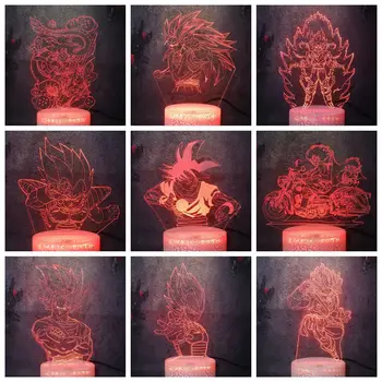 

Dragon Ball Super Saiyan Sage God Son Goku Kakarotto Vegeta Cartoon 3D DIY Night Light Kid Anime Comic Gift Decor LED Lamp Bulb