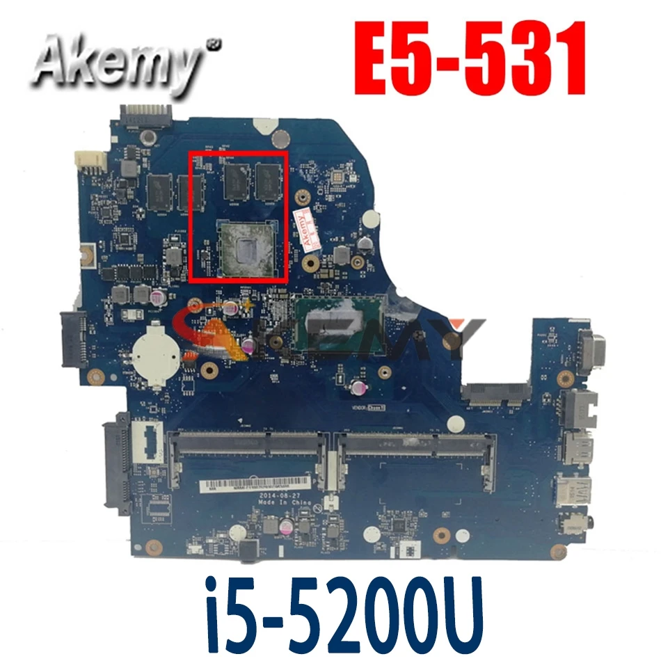 Материнская плата для ноутбука Akemy ACER Aspire E5-531 i5-5200U системная LA-B991P SR23Y N15S-GT-S-A2 DDR3 |
