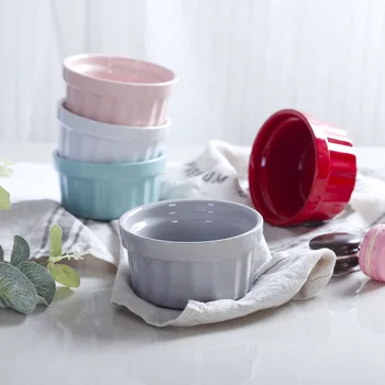 

FANTERCY Tableware Ceramic Baking Bowl Stripe Cake Cup Creative Snack Dessert Bowl Ice Cream Bowl Salad Trending Products 2019