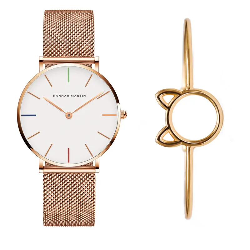 

Stainless Steel Cat-shape Bracelet Watches Set Female High Quality Quartz Watch Luxury Women Watch Bangle Set For Valentine's