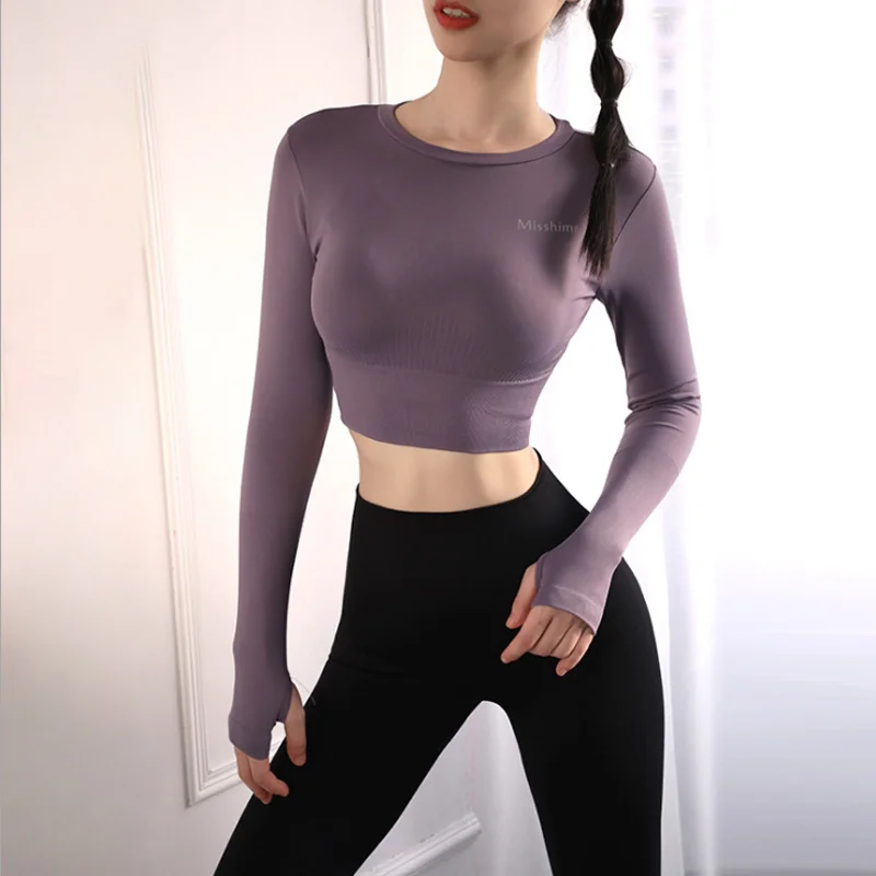 

2019 Sports Tops Women's Yoga Shirts Long Sleeve Running Fitness Workout Top T-Shirts Training Yoga Gym Sportswear Quick-drying