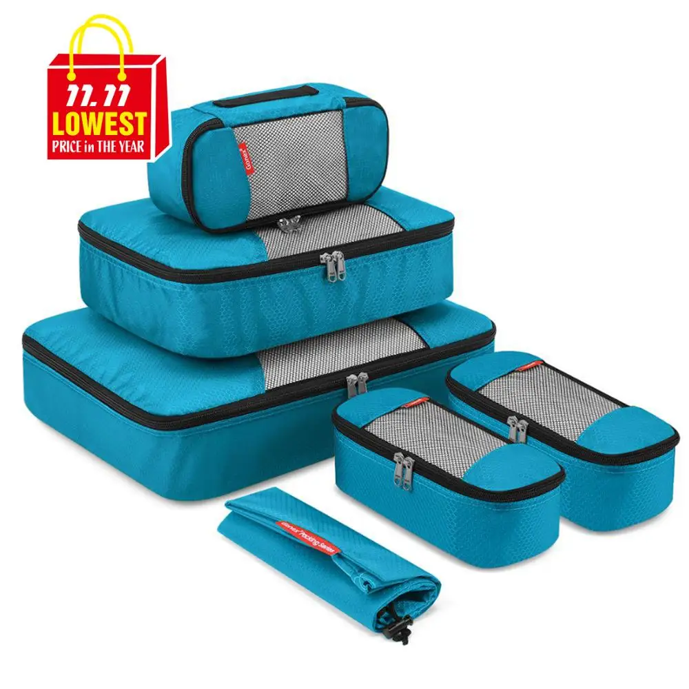 Compression Packing Cubes Set Mesh Bag Travel Suitcase Luggage Organizer Pouch