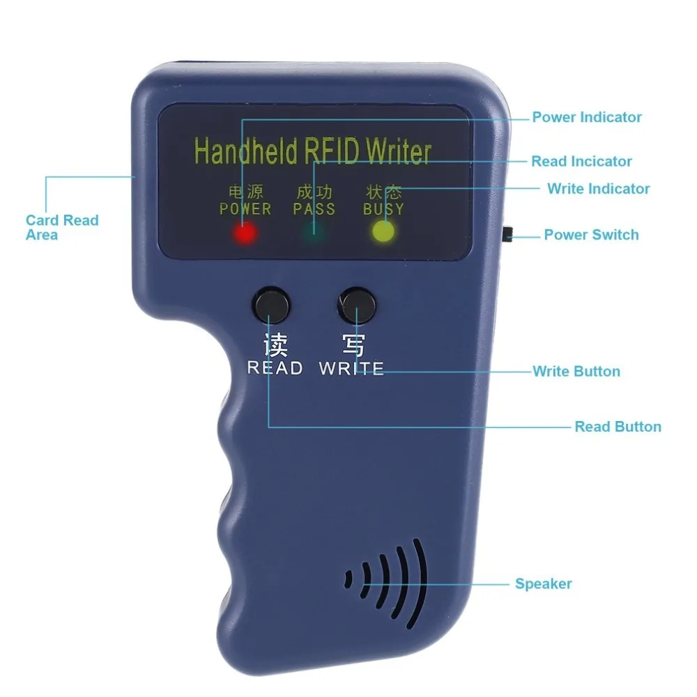 125Khz Handheld RFID ID Copier Card Reader Writer rfid duplicator+ EM4305/T5577 Chip Key Card Token Tags