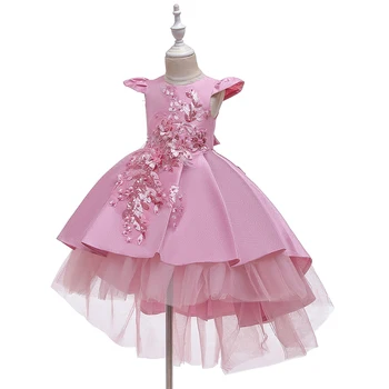 

Children's trailing banquet dress girls embroidered sequins swallowtail kids princess dress party protagonist catwalk clothes