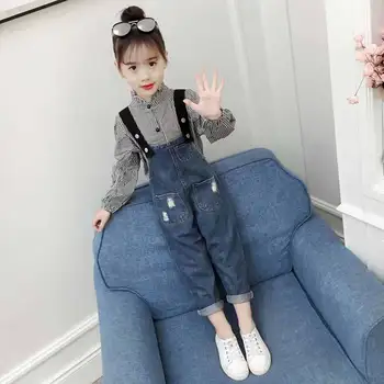 

Fashion Jeans Jumpsuit for Kids Girls Spring Children Denim Overalls Teenage Cotton Black Pants Baby Girls Clothes for 12 Years